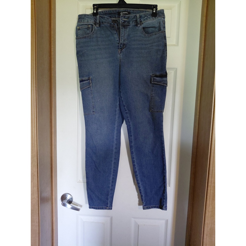 D.Jeans Cargo Skinny Jeans Women Size 8 Medium Wash High Rise Utility Pocket